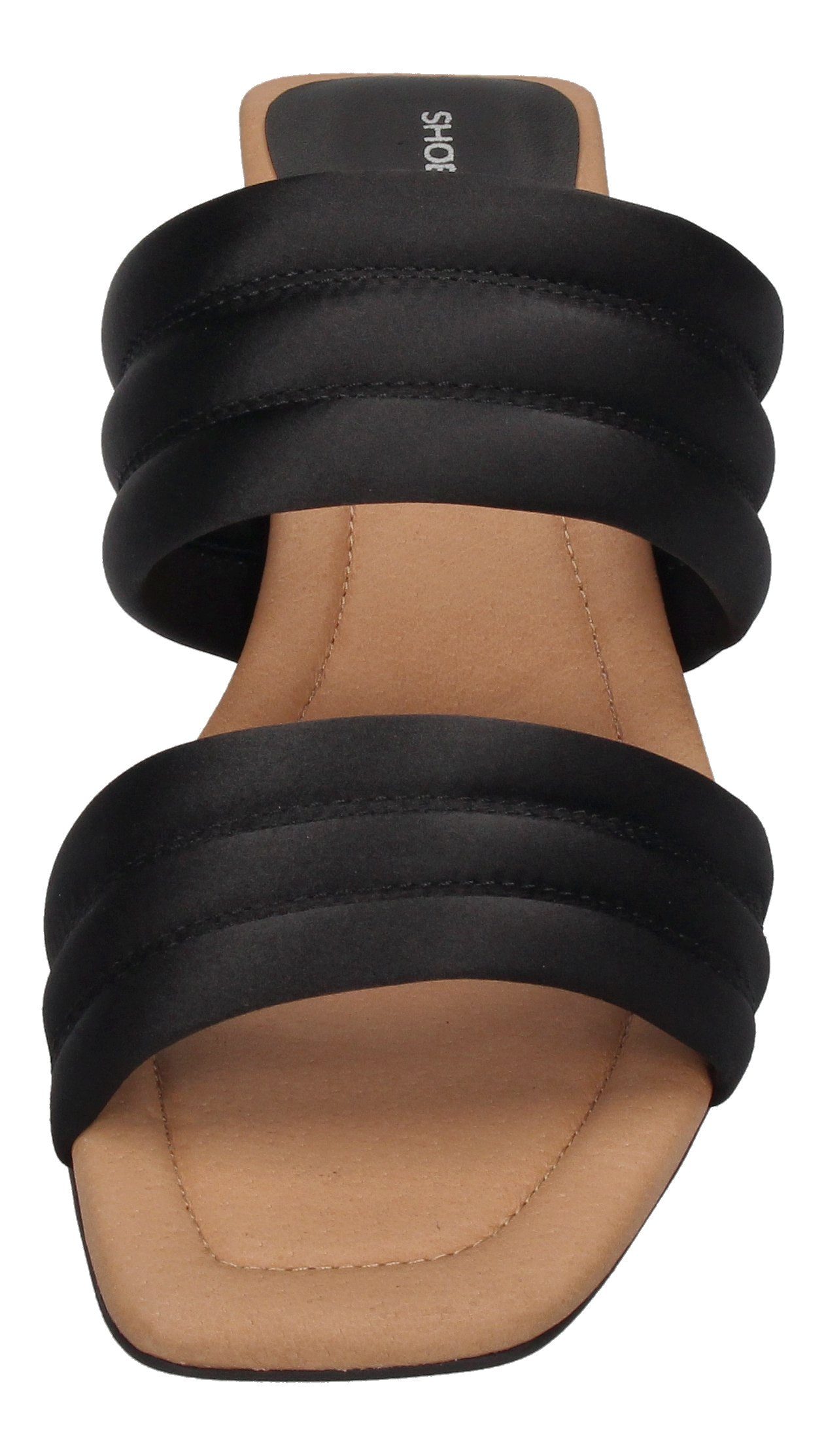 SHOE THE BEAR SYLVI PADDED STRAP Pantolette Black Satin