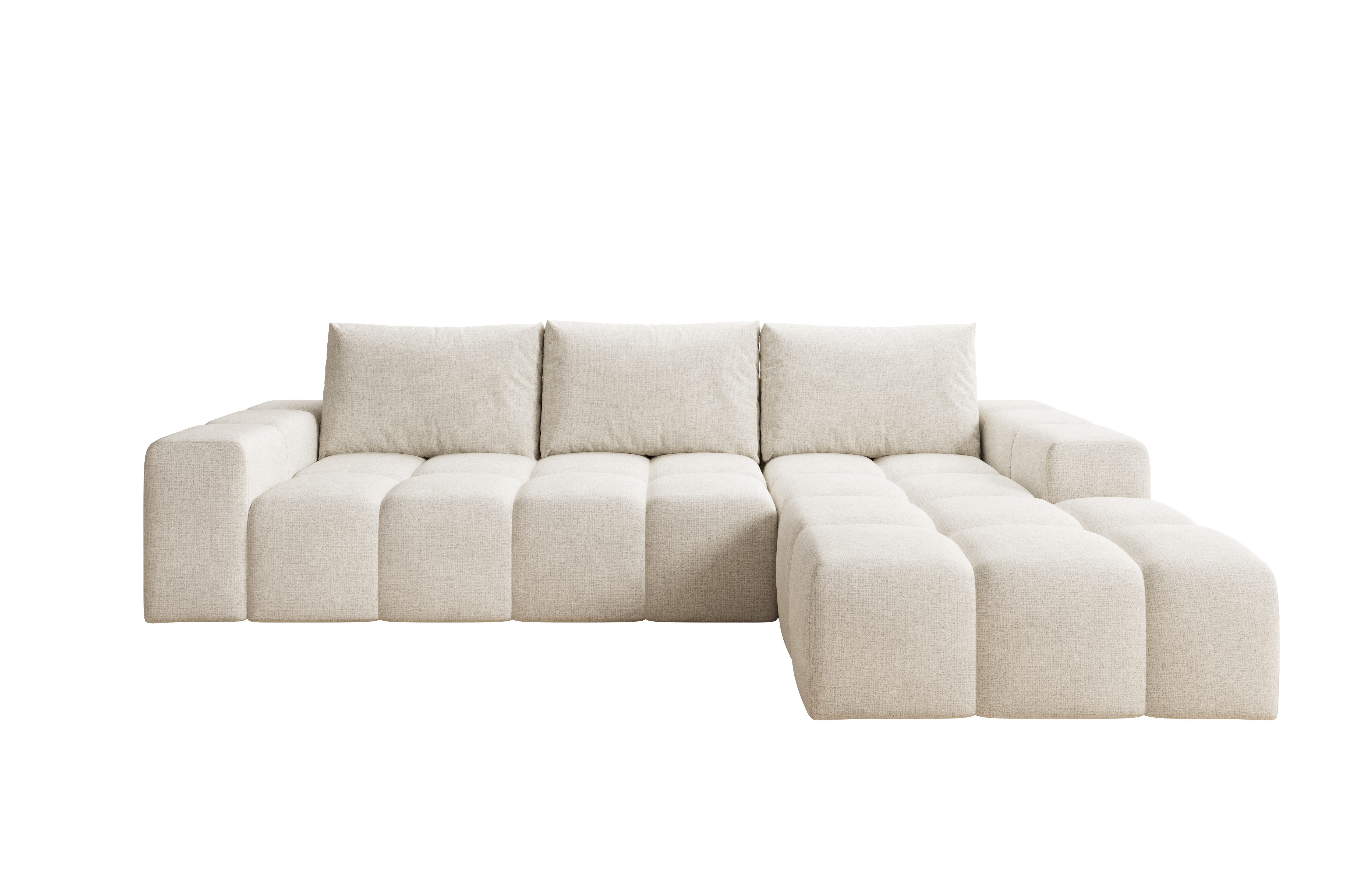 PROMETO Möbel Ecksofa Cento Couch L-Form,Sofa Links/Rechts Teddy-Bouclé, Web oder Cord-Stoff