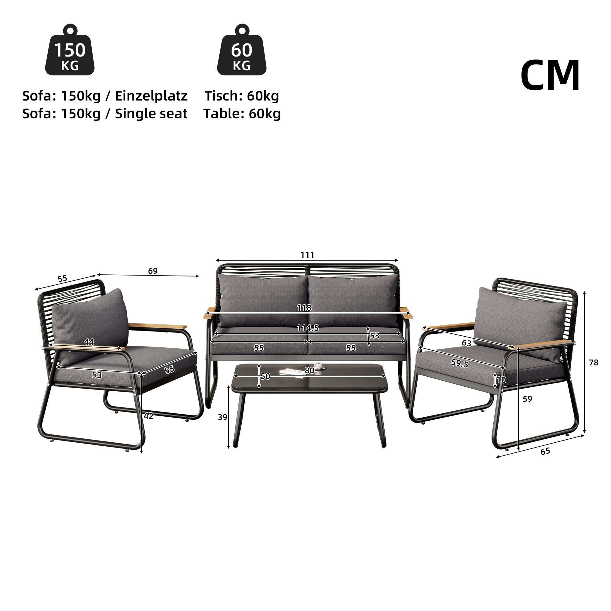 Celya Gartenlounge-Set Gartenlounges, Gartenmöbel Set mit günstig online kaufen