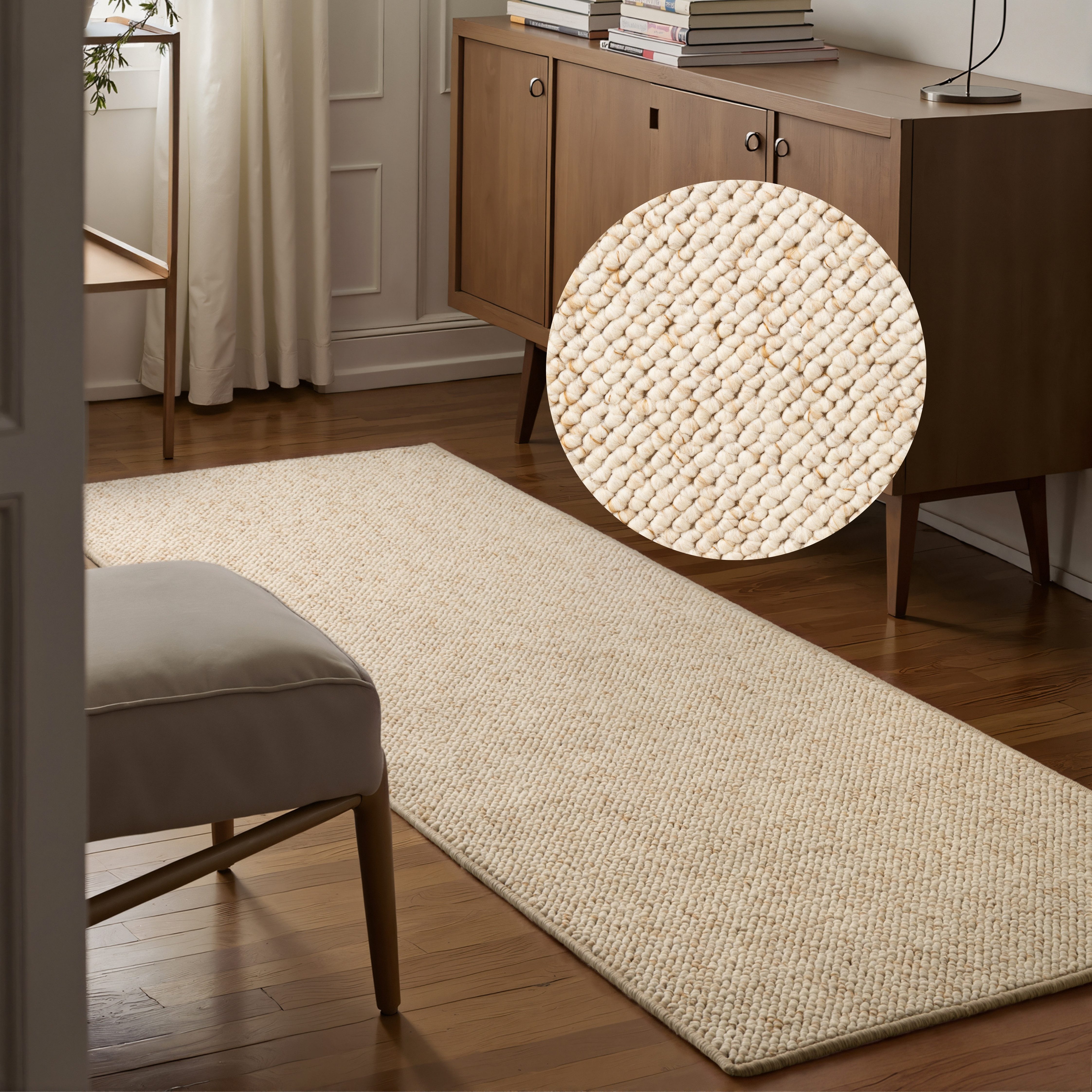HANSE Home Teppich Wolly 2, rechteckig, Höhe: 12 mm, Flachgewebe, Läufer, Skandi, Woll-Optik, Esszimmer, Wohnzimmer, Flur