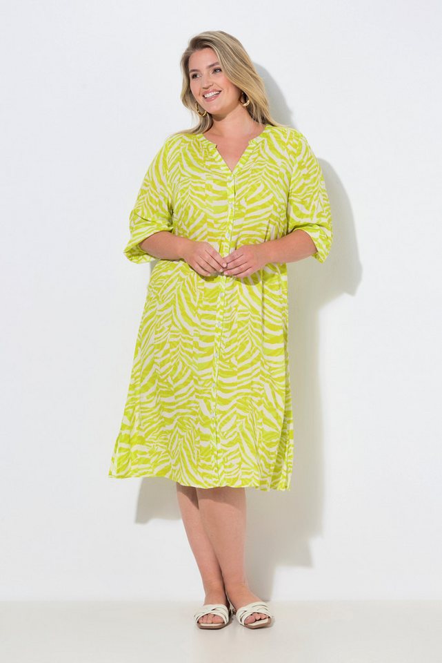 Angel of Style Jerseykleid Kleid A-Linie Krepp Animalmuster 3/4-Ballonärmel