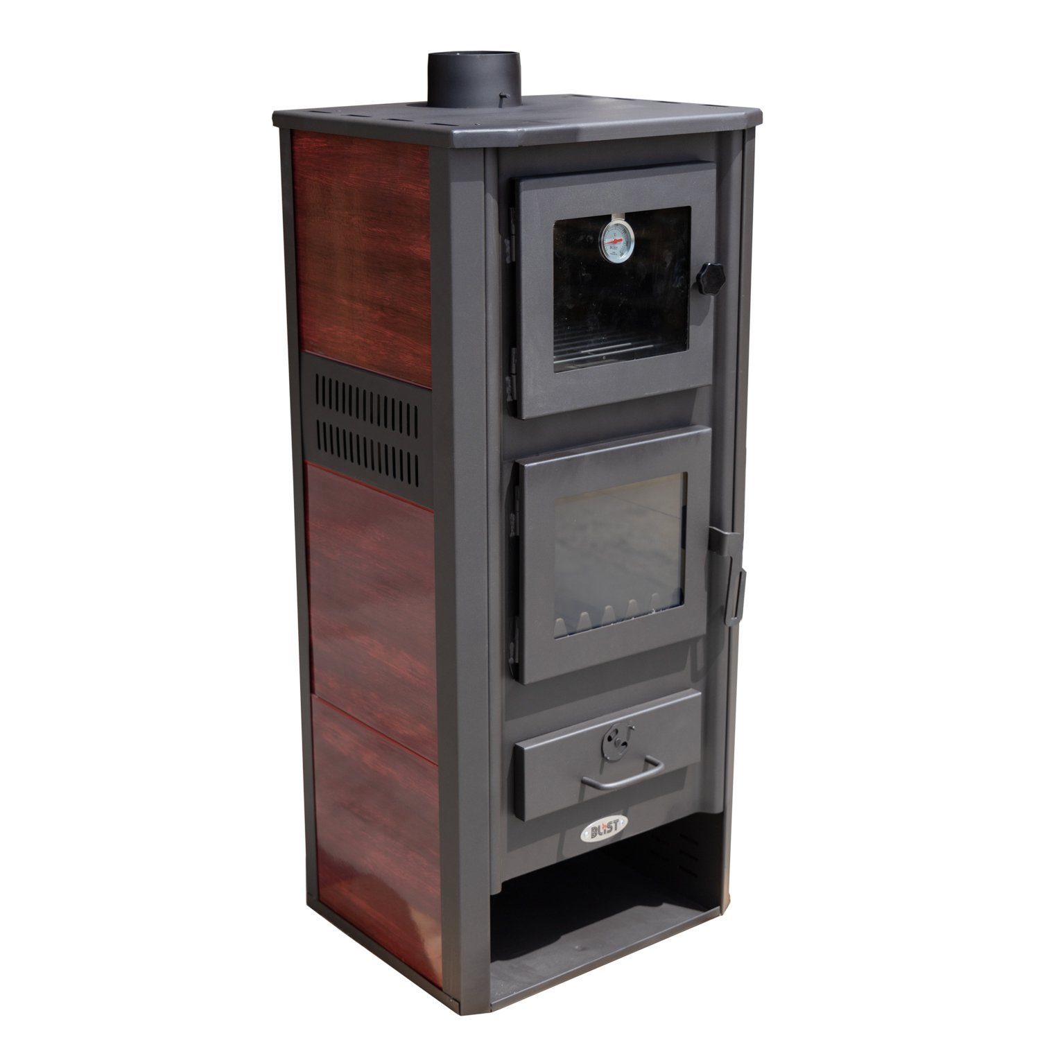 Blist Kaminofen mit Backfach Rot Holzofen Kamin Ambasador Ofen Dauerbrandof günstig online kaufen