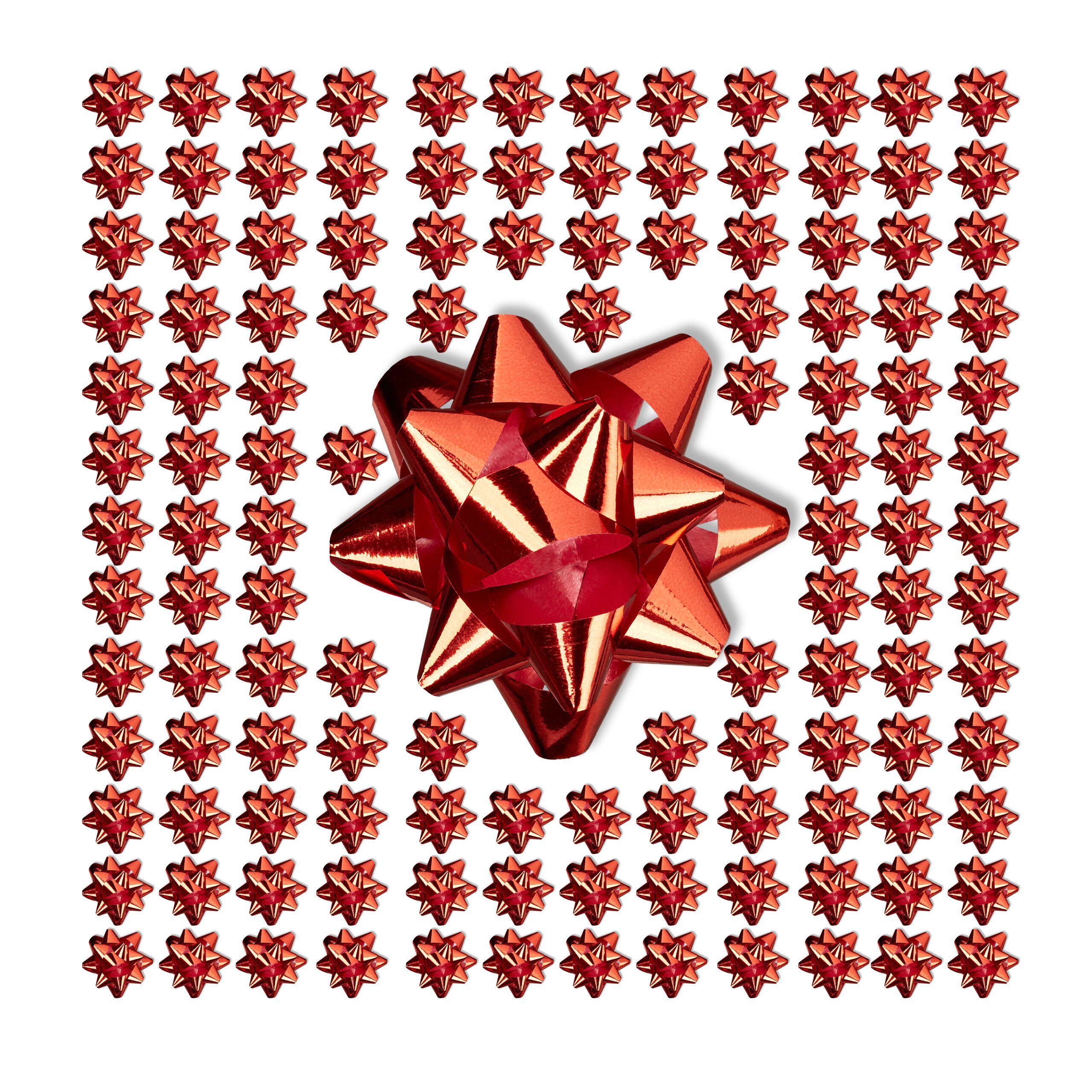 relaxdays Geschenkpapier Geschenkschleifen 200er Set, rot