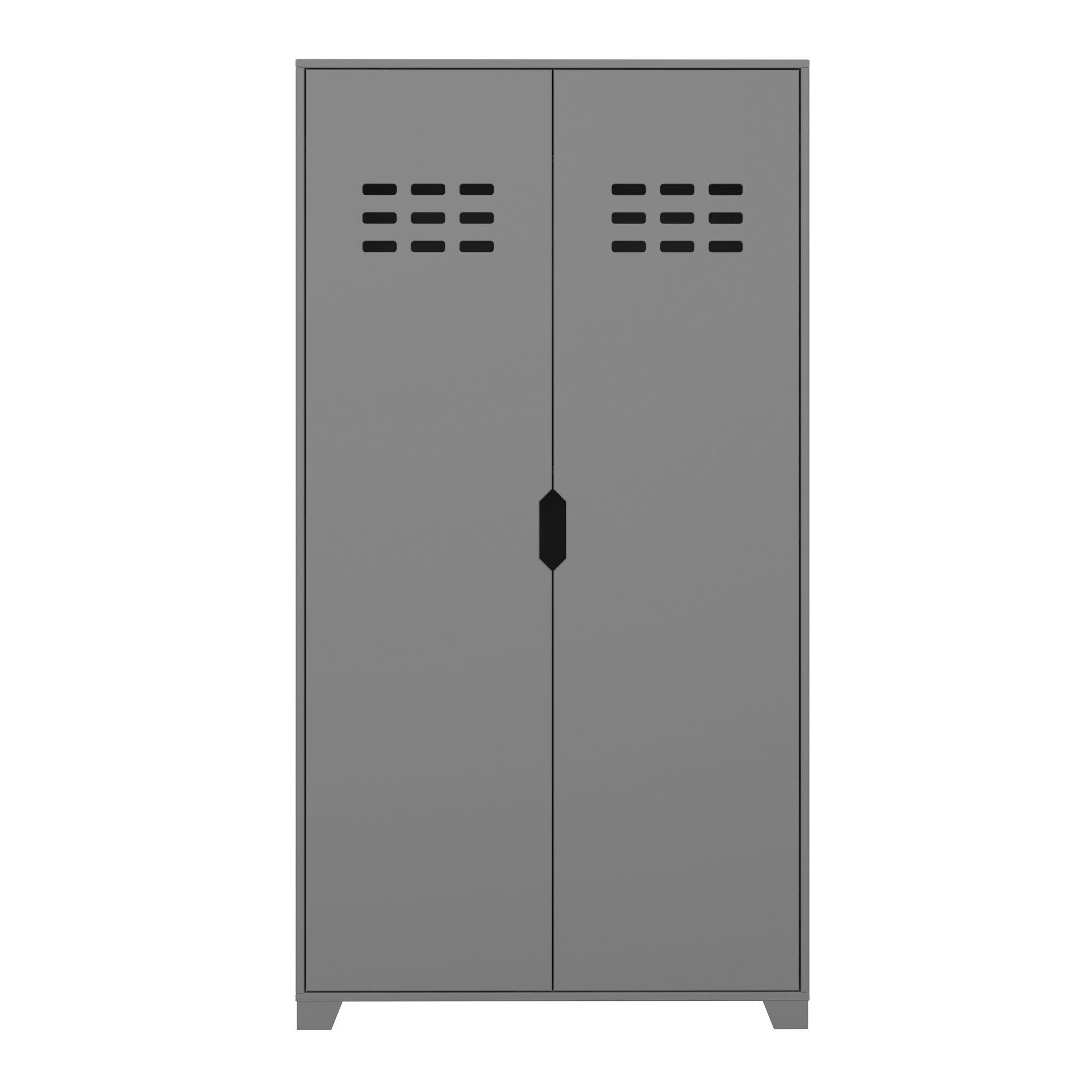 ebuy24 Kleiderschrank Loke Kleiderschrank mit 2 Türen, grau lackiert.