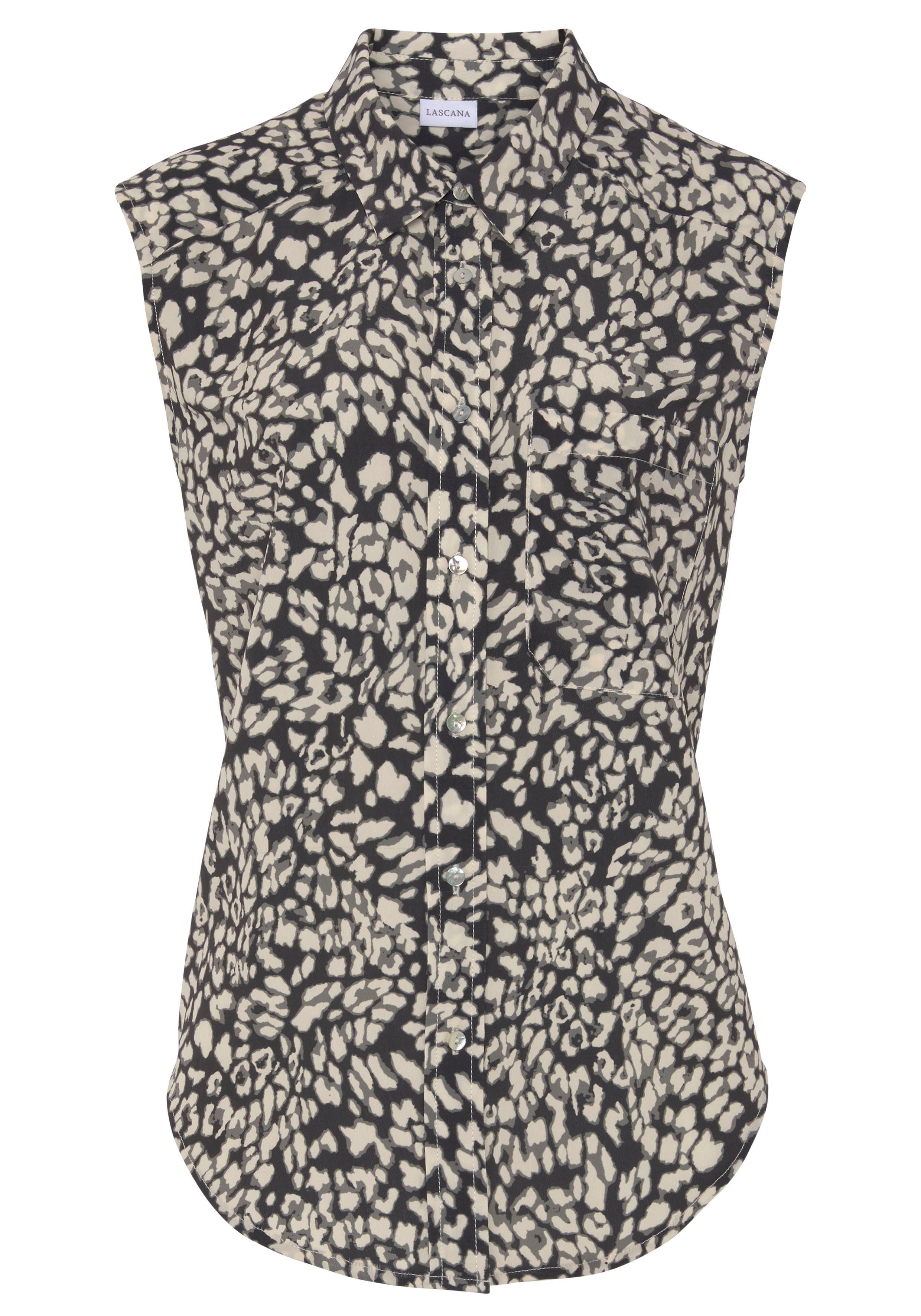 LASCANA Blusentop mit Knopfleiste und Animalprint, Damenbluse mit Hemdbluse günstig online kaufen
