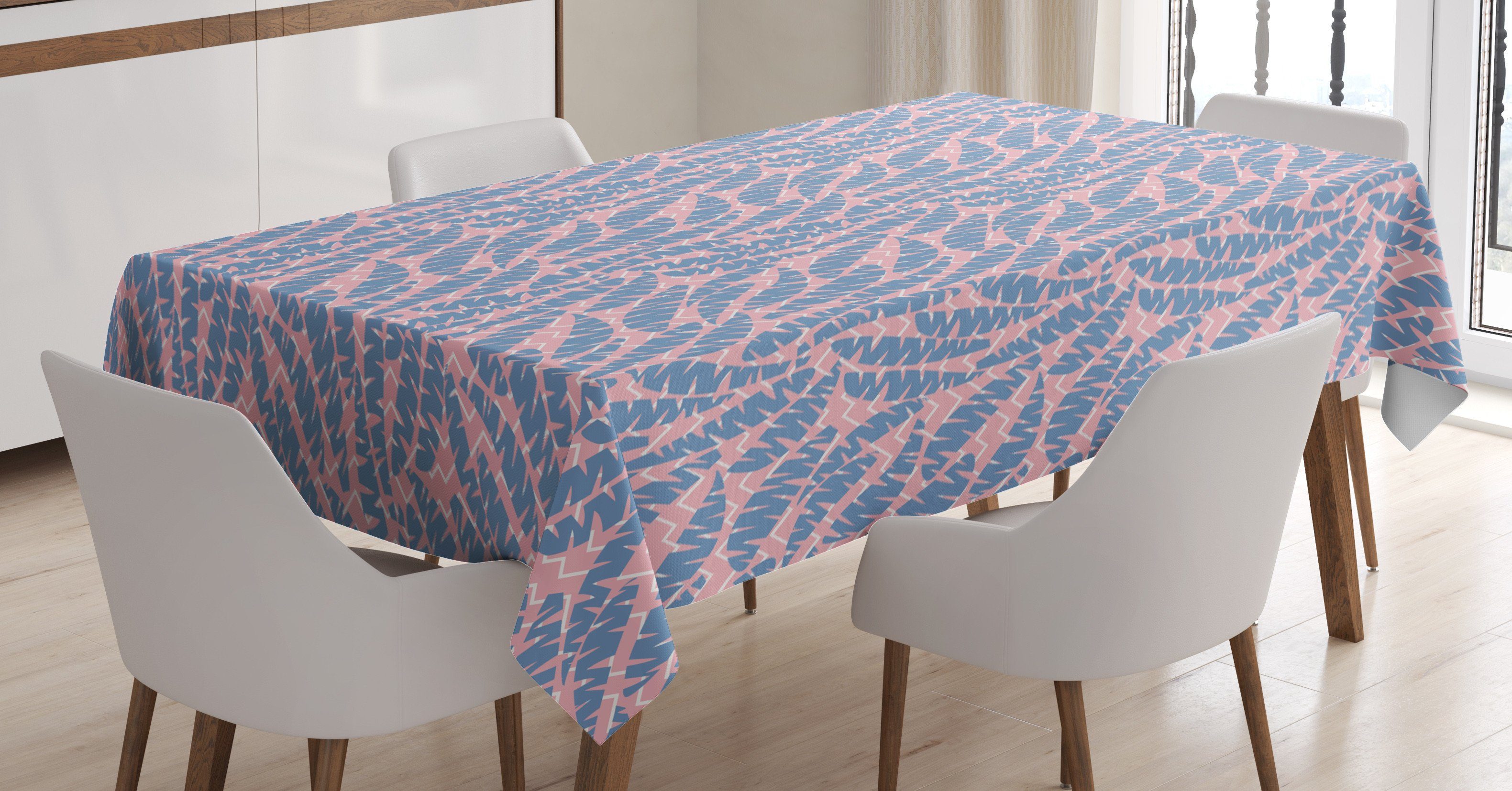 Abakuhaus Tischdecke Farbfest Waschbar Für den Außen Bereich geeignet Klare Farben, Blätter Gewinkelt gewellte Linien Hintergrund | Tischdecken