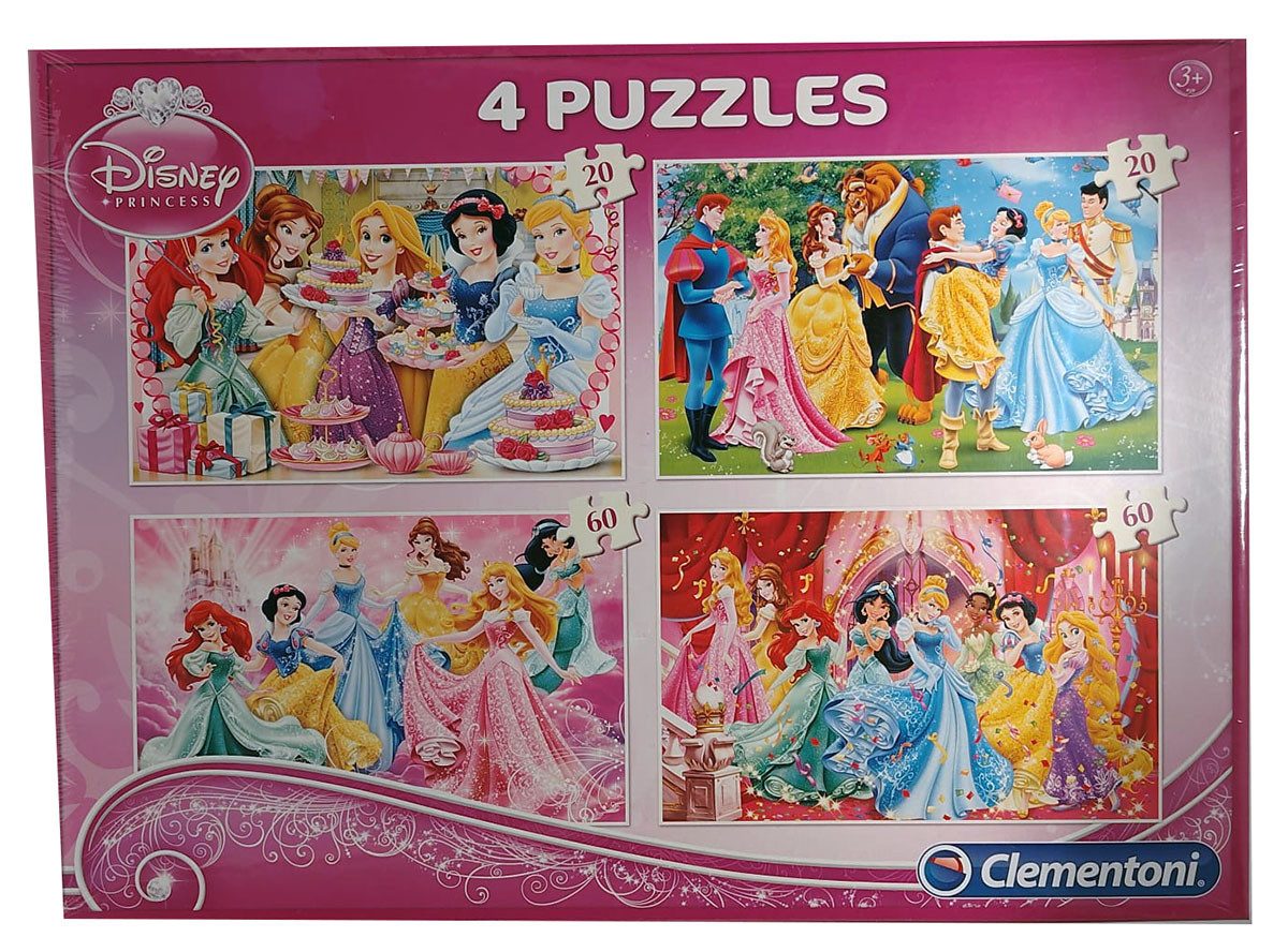 Clementoni® Puzzle Clementoni 94349 Kinder-Puzzle Disney Princess 4 Motiven Cinderella, 160 Puzzleteile