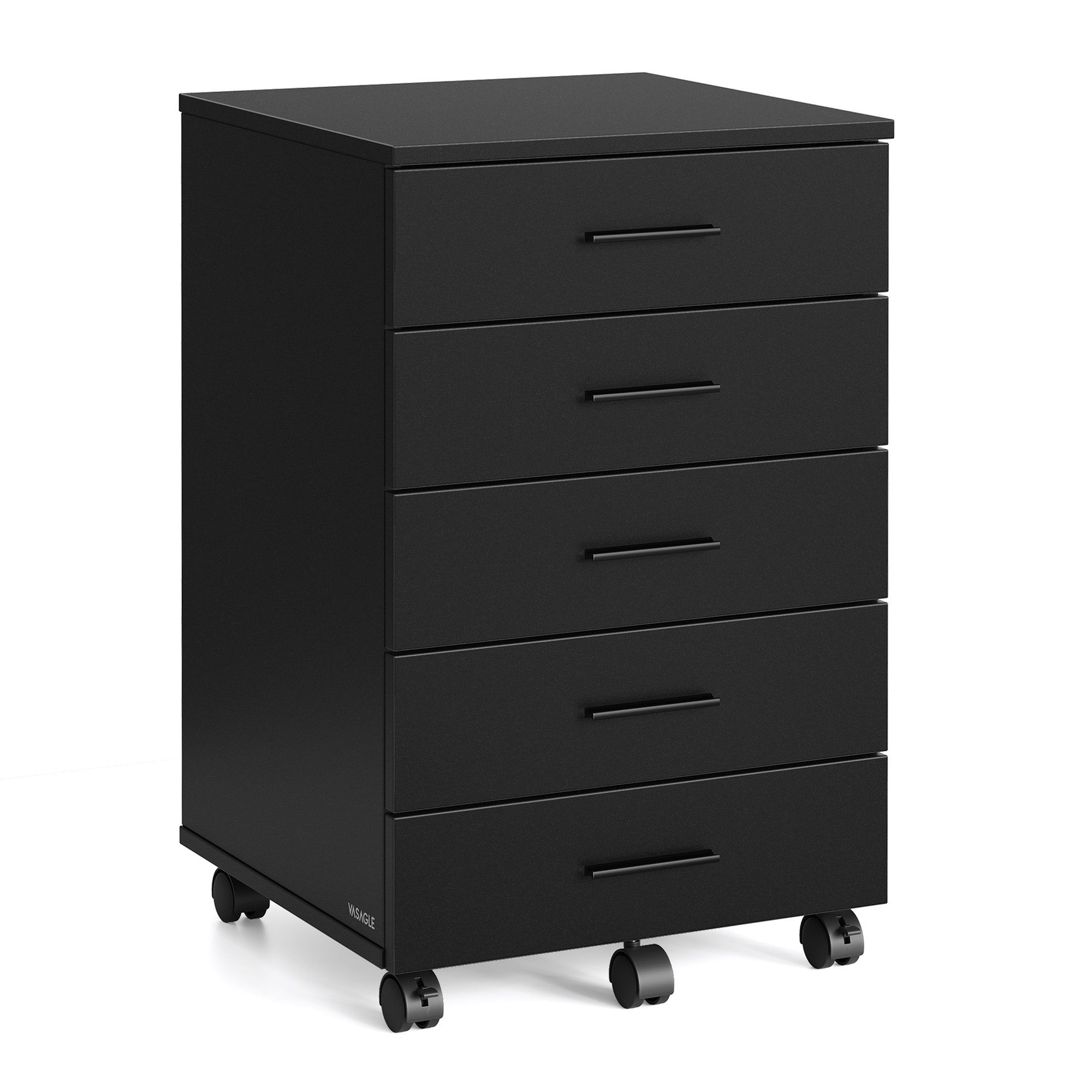 VASAGLE Rollcontainer mobiler Aktenschrank, Schubladenschrank, für Büro, Homeoffice, mit schraubenlosen Gleitschienen, Druckerständer