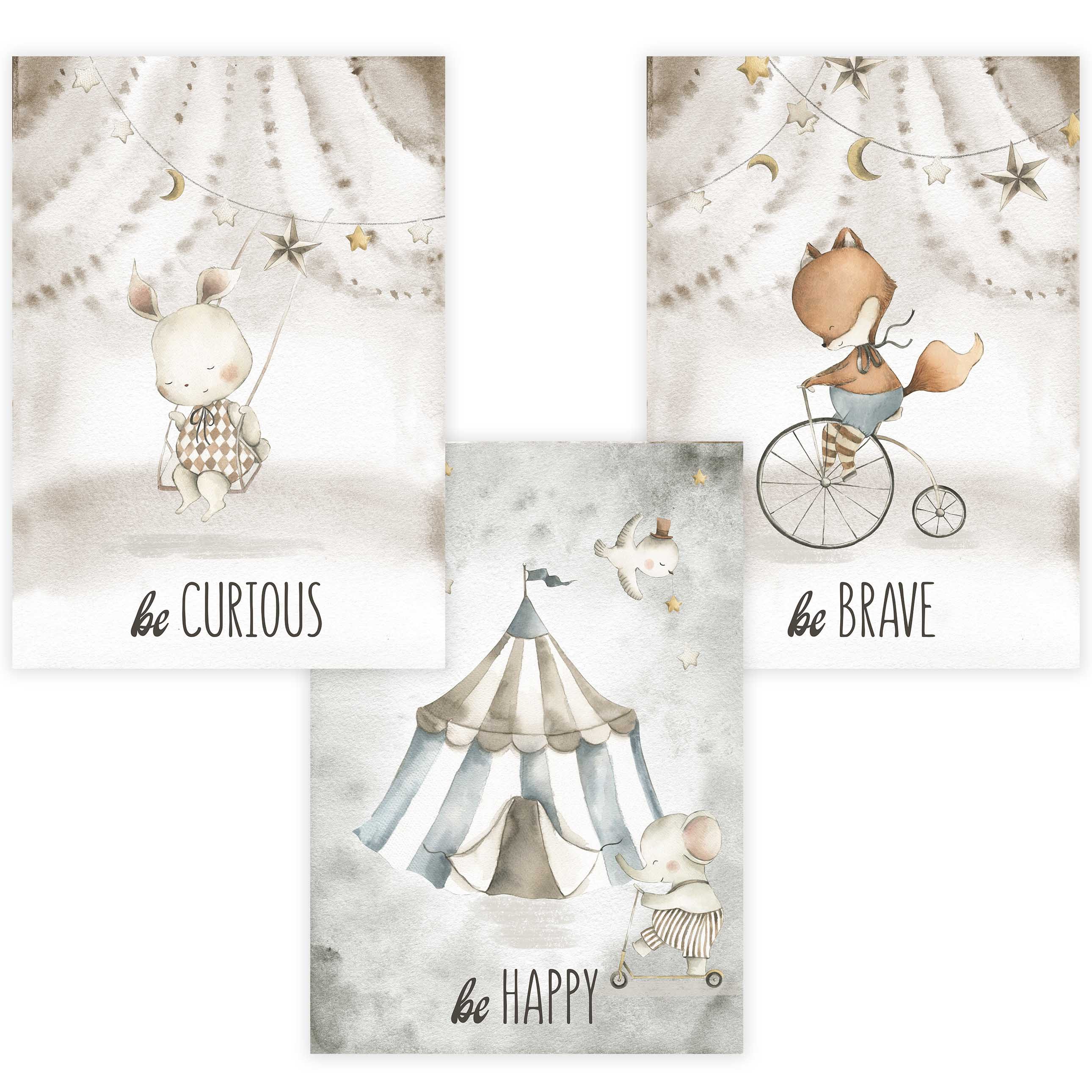 Poster Kinderzimmer Poster 3er Set Premium P720 / Zirkus