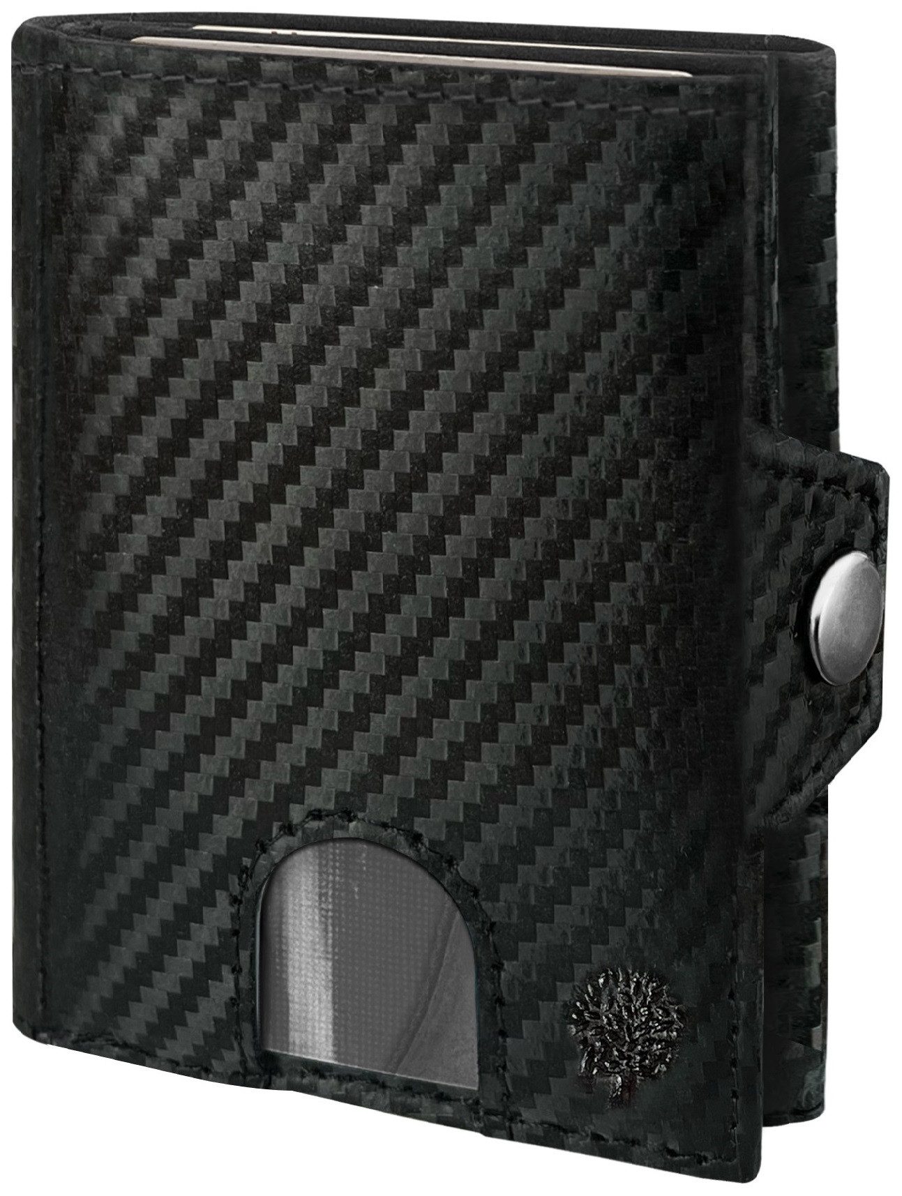 Frentree Mini Geldbörse Herren echtem Leder Slim Wallet mit Münzfach & RFID Schutz, 10 Karten und Bargeld, Kartenetui für unterwegs, Portemonnaie klein