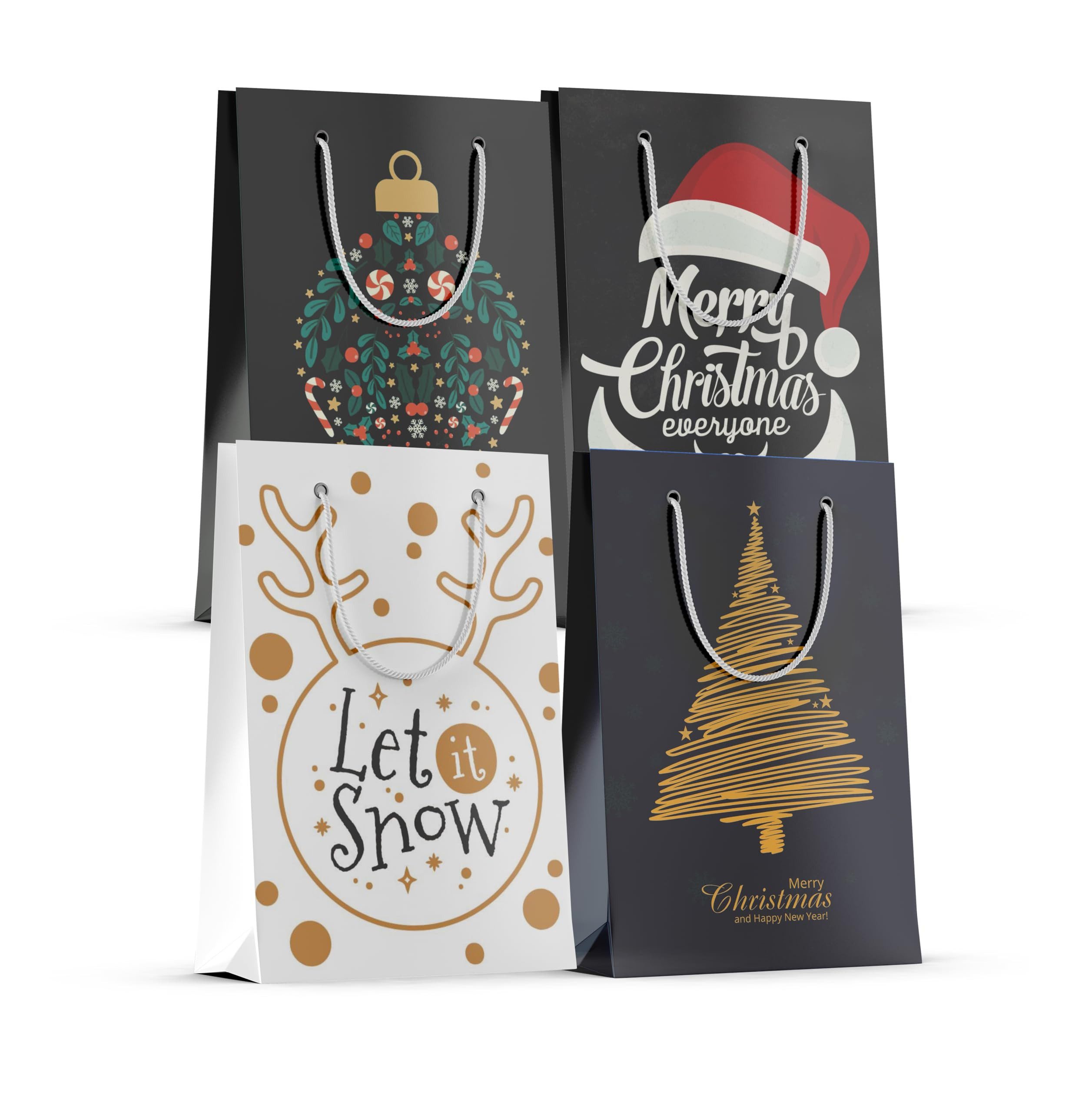 happymas Aufbewahrungsbox 12 XXL-Geschenktaschen mit Weihnachtsmotiven (12er Set, 12 St., 12 Stück)