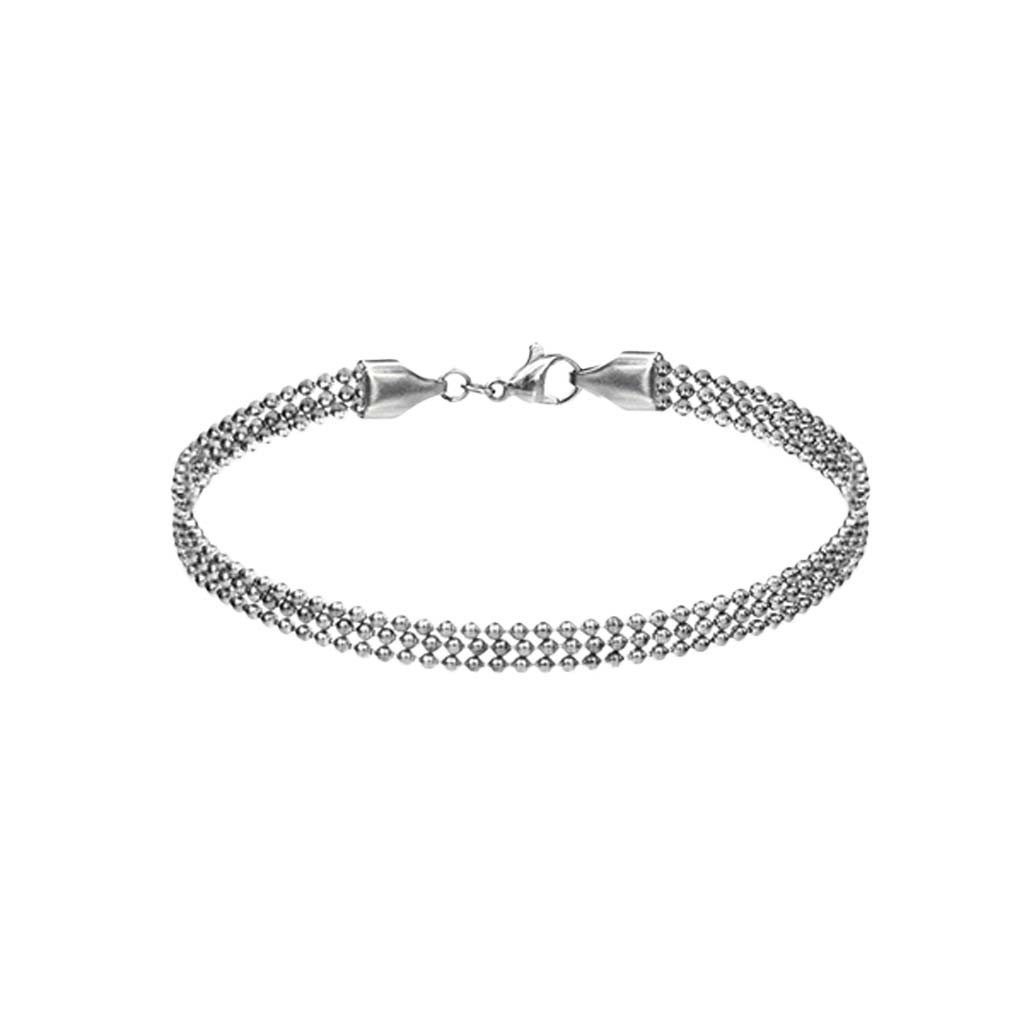viva-adorno Edelstahlarmband Damen Armband Armkette Dreifachkette Kugelkette, Edelstahl Damenarmband