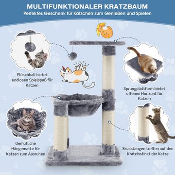 COSTWAY Kratzbaum Katzenbaum, Katzenmöbel, Kletterbaum,  mit Fellknäuel