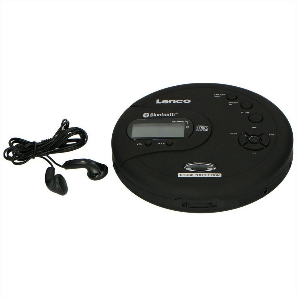 Lenco CD-300 tragbarer CD-Player, Bluetooth für kabelloses Musik-Streaming