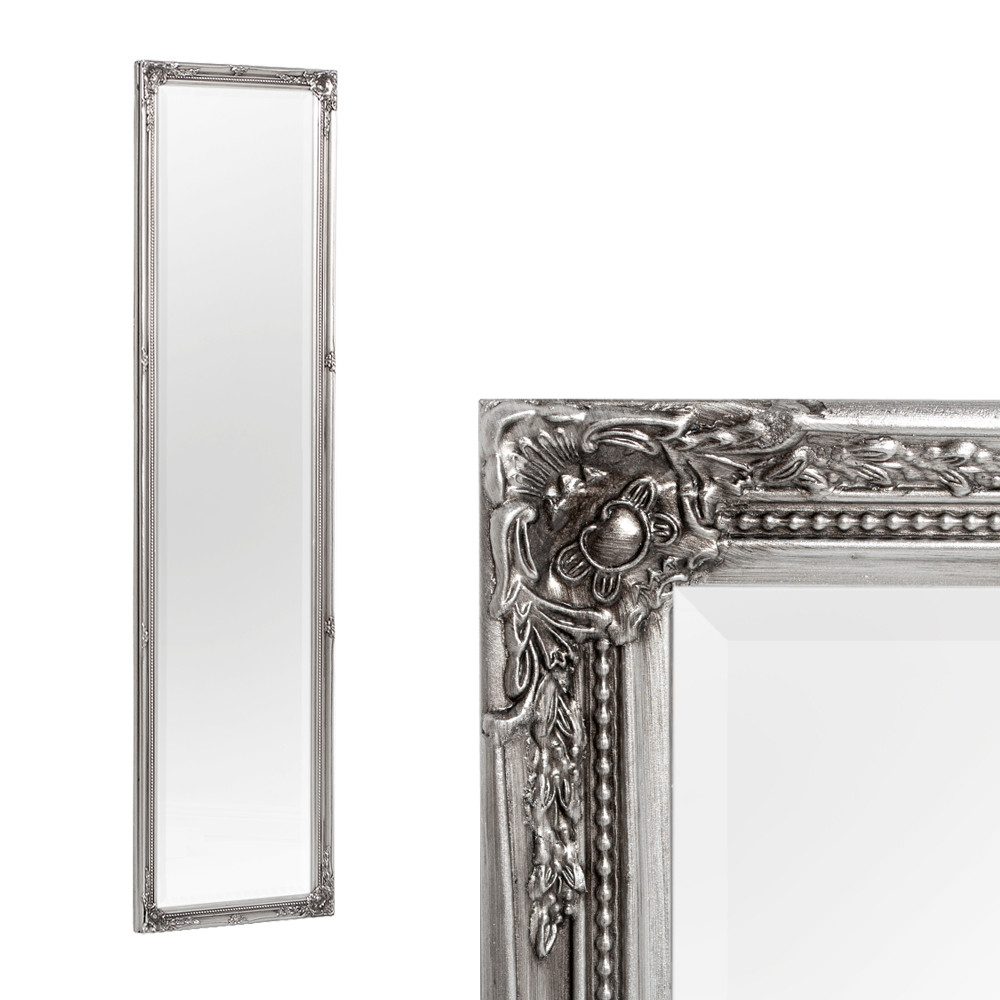 LebensWohnArt Wandspiegel Spiegel GRACY barock Antik-Silber 130x40cm