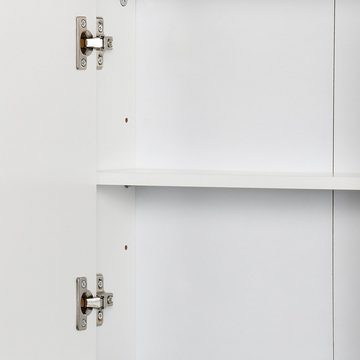 HOMCOM Spiegelschrank Badezimmerschrank, Spiegelschrank mit 2 Spiegeln, 2 Regale (Set, 1-St., Spiegelschrank) Badmöbel mit 2 Ablagen Wandschrank Holz Weiß 48 x 14,5 x 45 cm
