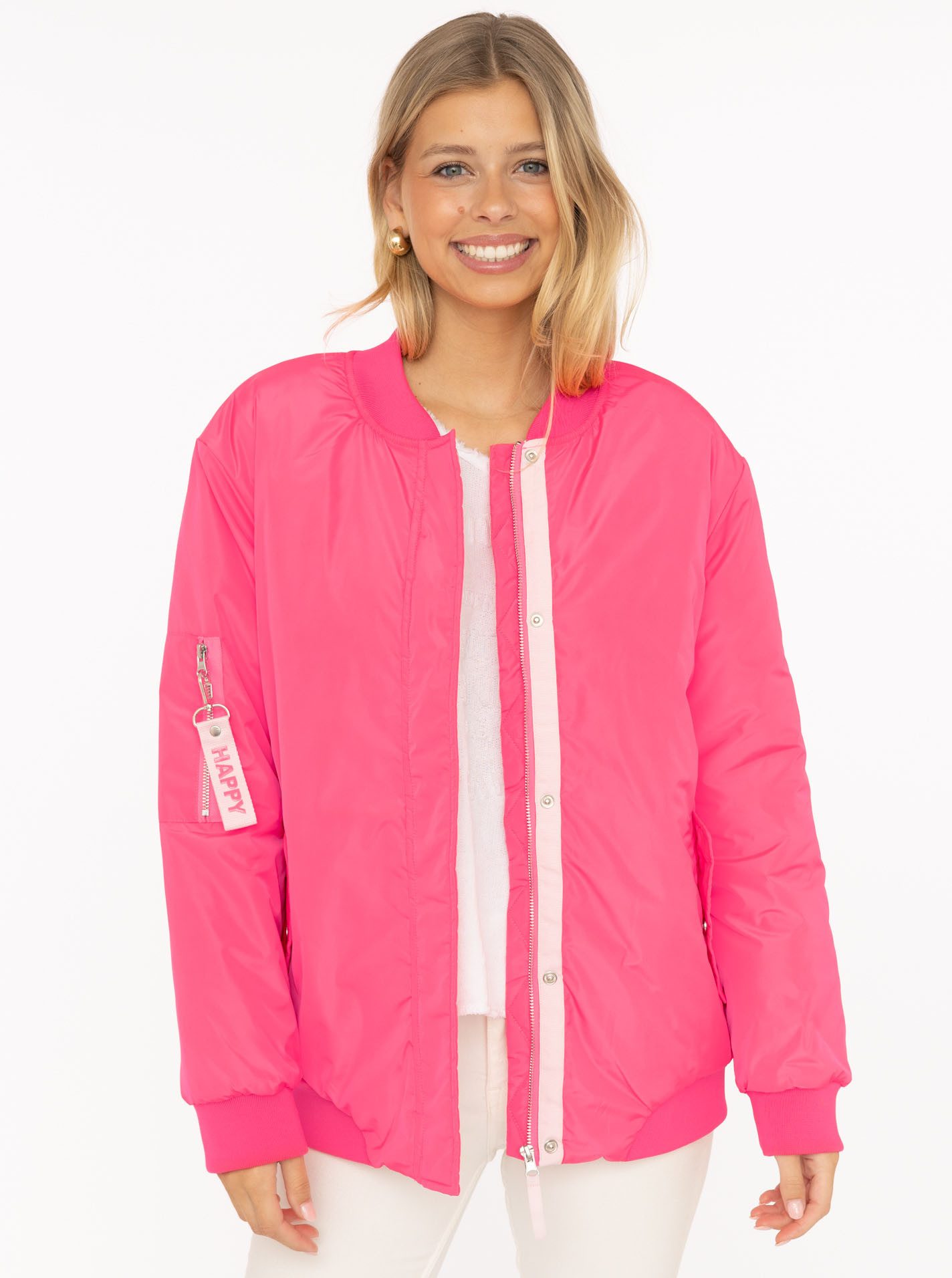 Zwillingsherz Bomberjacke "Happy" verdeckter Reißveschluss, Taschen