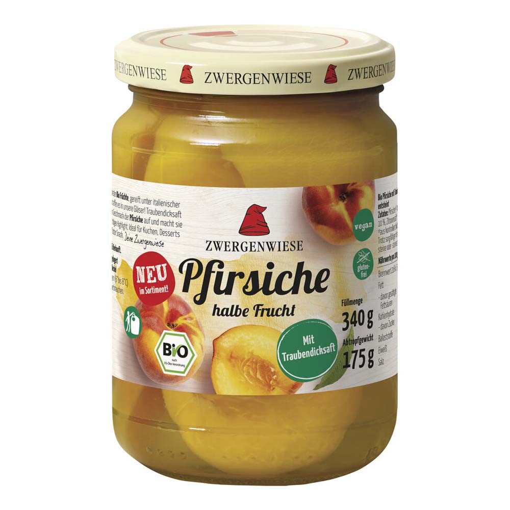 Zwergenwiese Obstkonserve Pfirsiche halbiert im Glas 340g