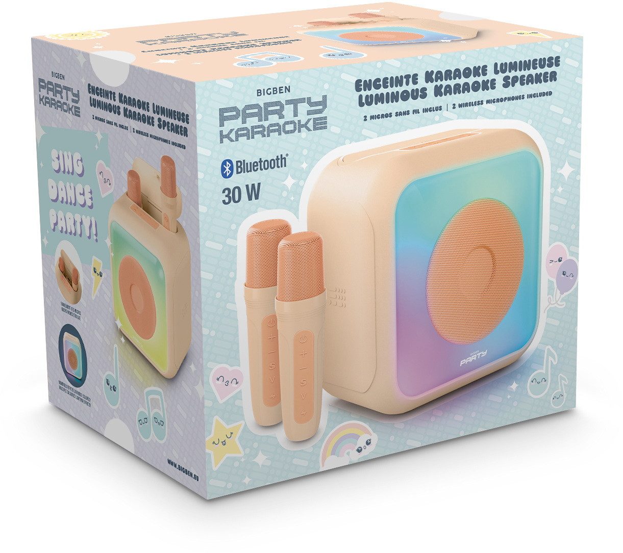 BigBen Bluetooth portabler Lautsprecher Party Karaoke Licht peach AU389159 Portable-Lautsprecher