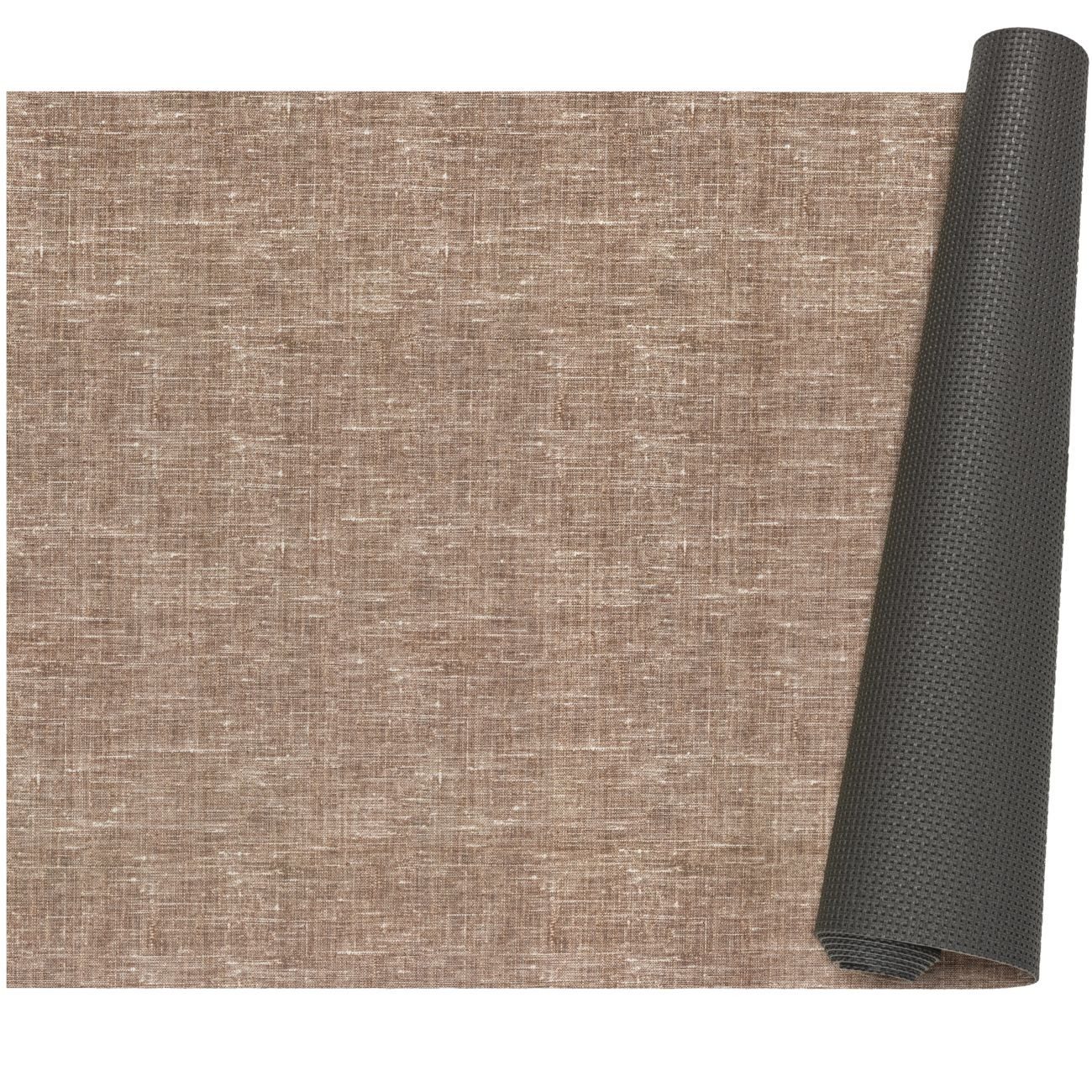 ANRO Küchenläufer Premium Einfarbig RUNNA Läufer Küchenteppich Stoff-Teppich, Rechteckig, Höhe: 3 mm, Stoff schmutzabweisend 67x100cm Minimal Braun robust