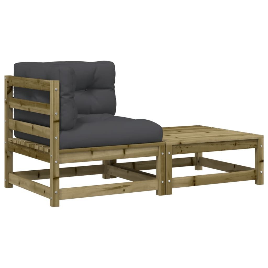 vidaXL Gartenlounge-Eckteil, Garten-Ecksofa mit Kissen und Hocker