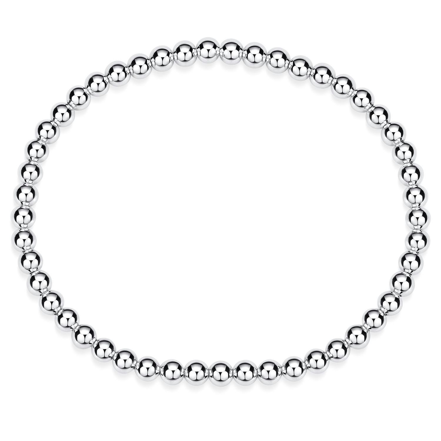 Materia Armband Damen Silber Kugelarmband elastisch SA-129, 925 Sterling Silber