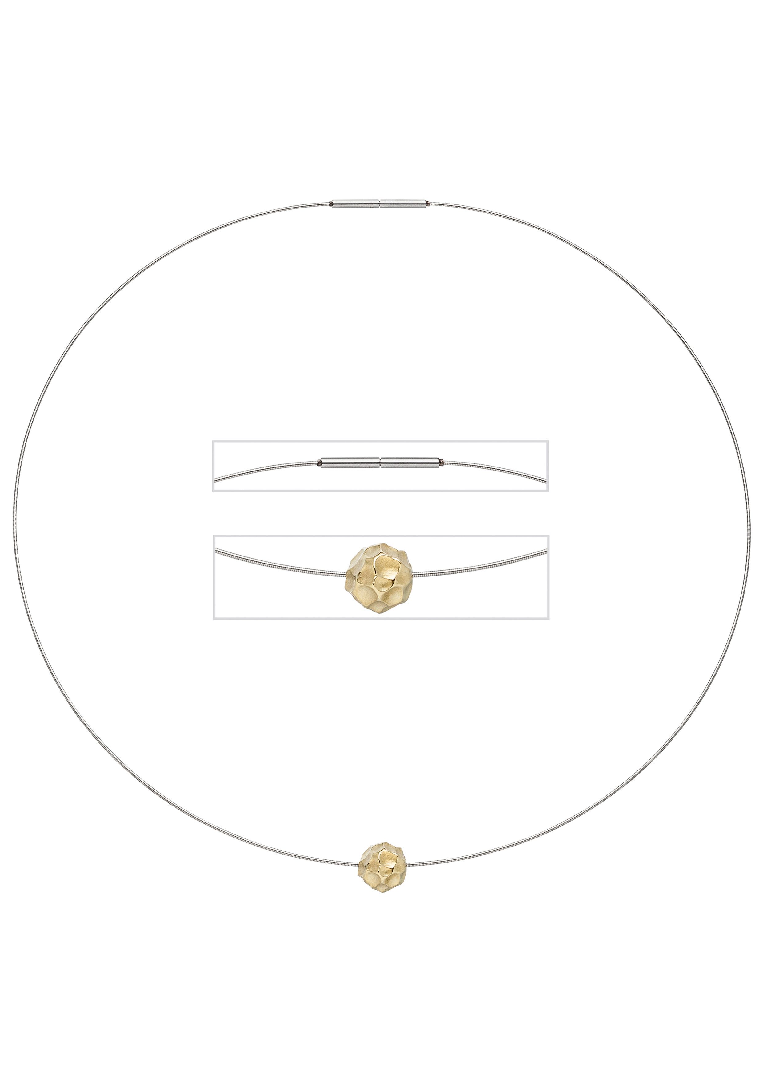 JOBO Collier Kette Halsreif, Edelstahl mit 585 Gold kombiniert 42 cm