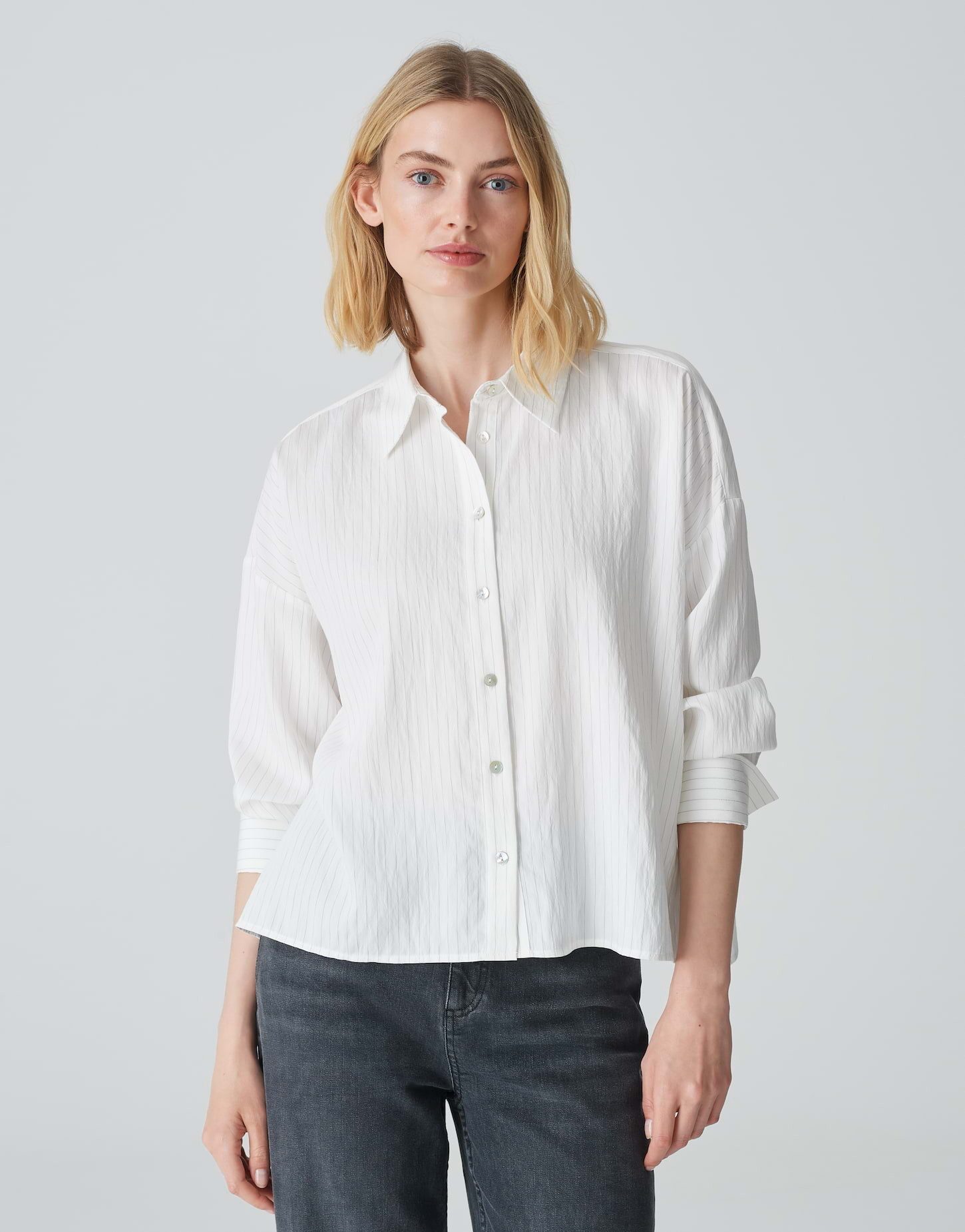 Langarmbluse Streifenbluse FREDI Boxy Fit aus Modal Mix