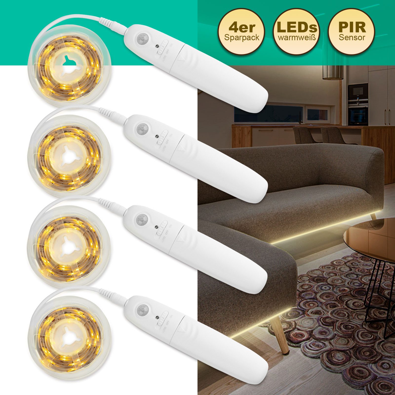 EAXUS LED-Streifen 30 LED Strip mit Bewegungssensor und Helligkeitssensor - günstig online kaufen