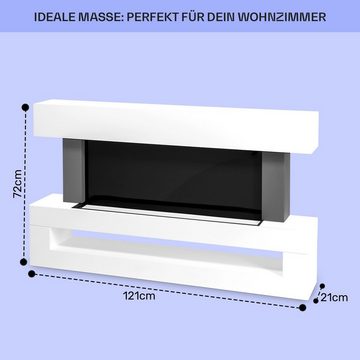 Klarstein Elektrokamin Studio Light & Fire, elektrischer Kamin mit Heizfunktion Heizlüfter elektrischer Kaminofen