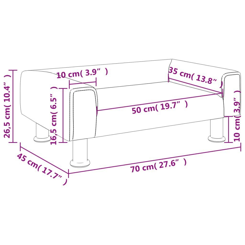 vidaXL Samt 70x45x26,5 Kindersofa Kindersofa cm Hellgrau