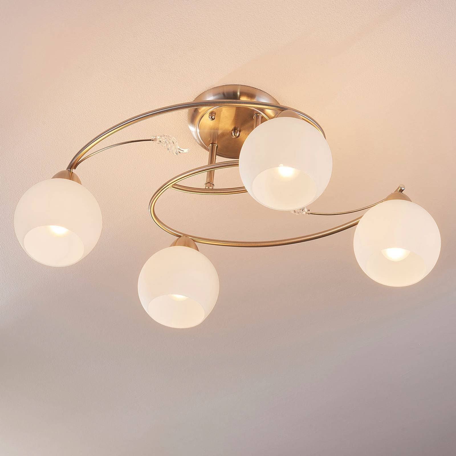 Lindby Deckenleuchten Svean, Glas Alu IP20, 4 x 40 W
