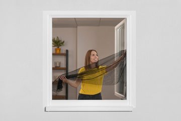 SCHELLENBERG Fliegengitter-Gewebe 50715, mit Klettband, für Fenster, ohne bohren, 130x150 cm, anthrazit
