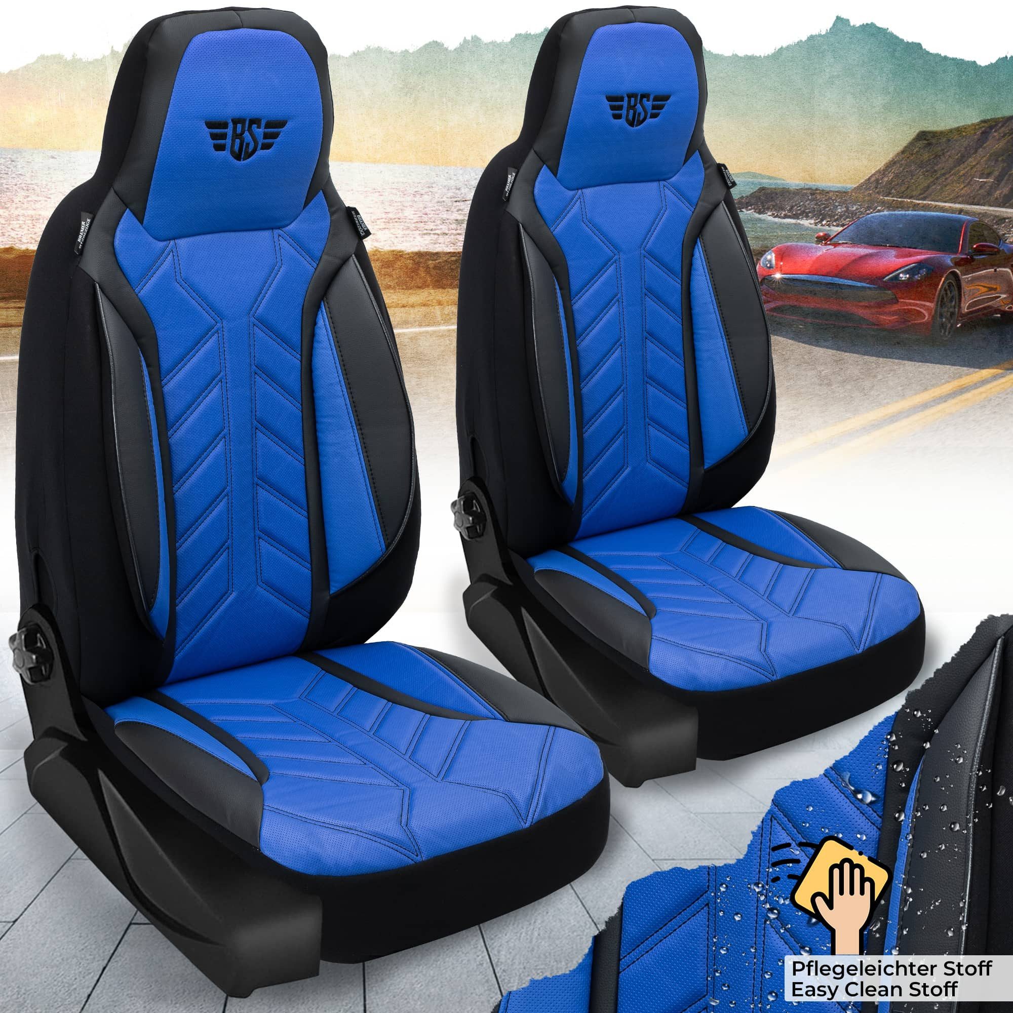 BREMER SITZBEZÜGE Autositzbezug für Mercedes CLA C117 Bj 2013-18 (DPL506), Set, 2-tlg., Schonbezüge Sitzbezüge Fahrer und Beifahrer, in Schwarz/Blau