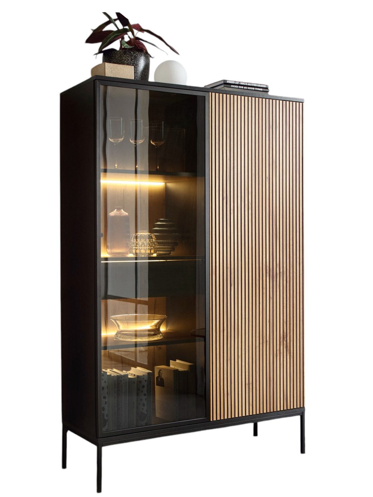 Compleo Vitrine LINO Standvitrine mit Schublade, günstig online kaufen