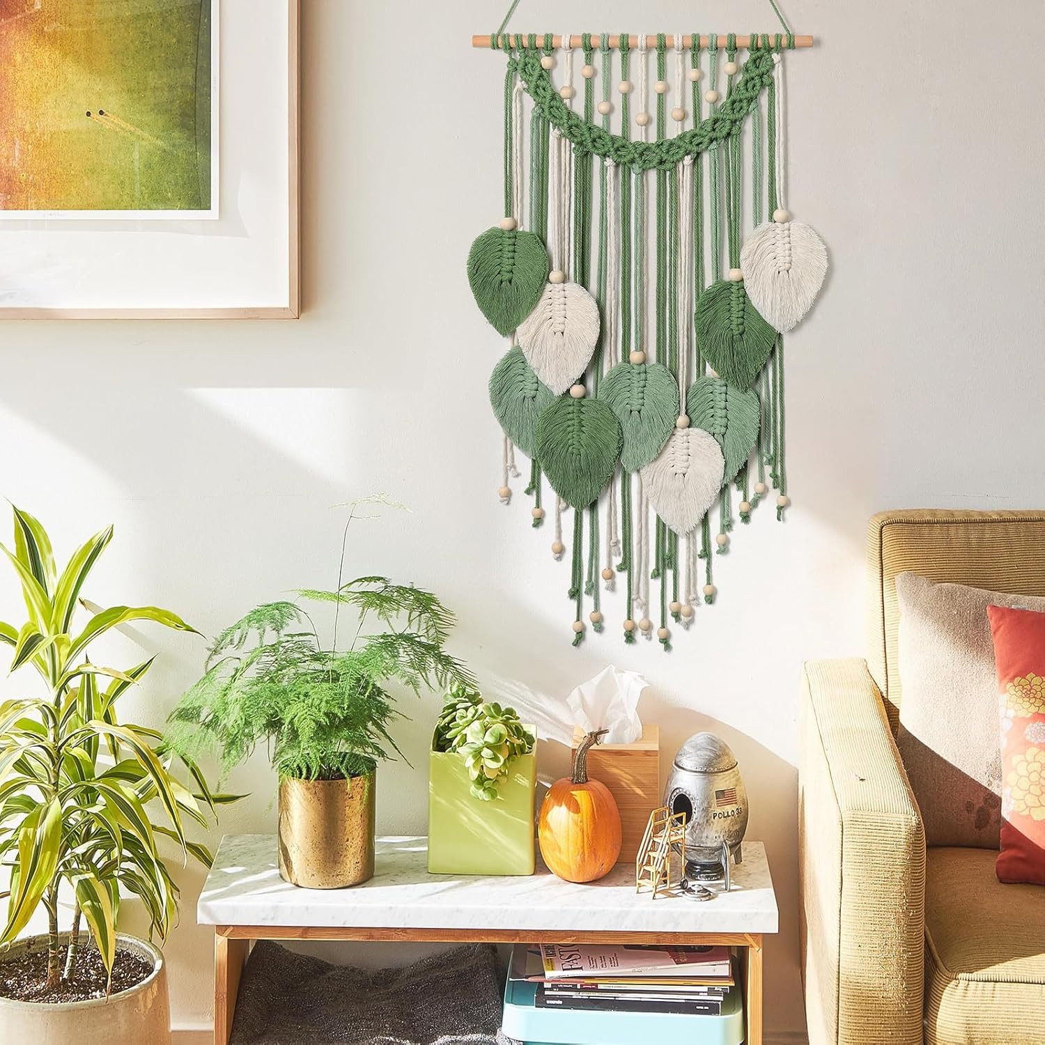 Kaket Hängedekoration Blatt Makramee Wandbehang, Boho Raumdekor günstig online kaufen