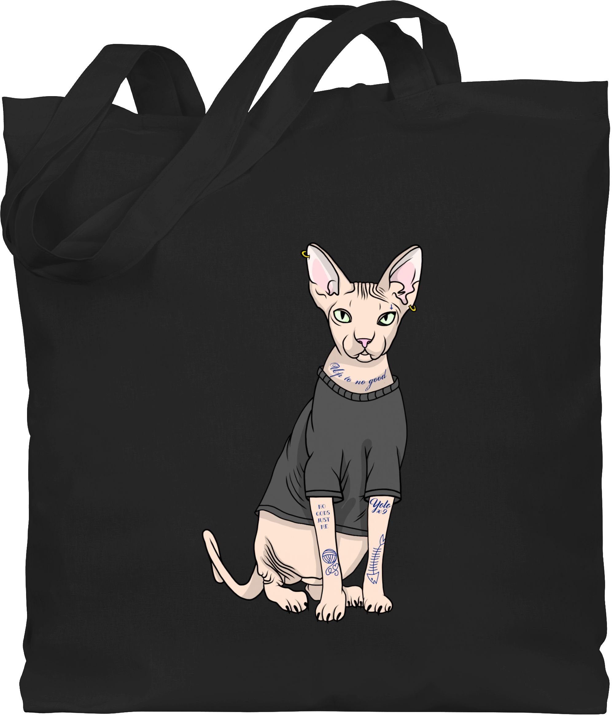 Sphynx-Katze, Geschenk Umhängetasche 1 Schwarz Tattoo Shirtracer Katzenbesitzer