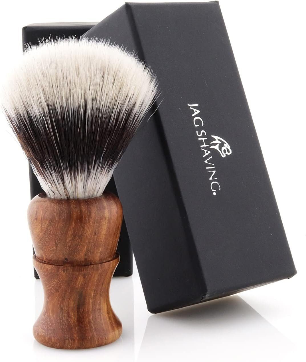 JAG SHAVING Rasierpinsel-Set 4-Piece Wooden Silver 4 Shaving Set Hair tlg. – Shaving Brush, Tip Synthetic