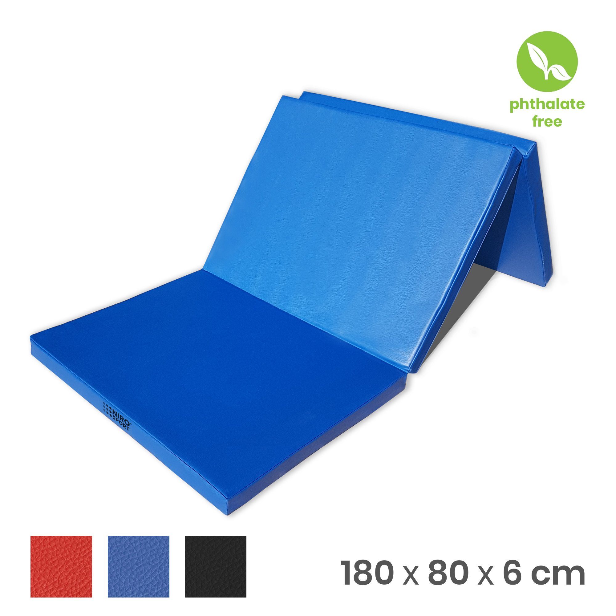 Klappmatte NiroSport cm abwaschbar, robust x blau x 70 (1er-Pack), 180 Gymnastikmatte Turnmatte 8 Turnmatte Fitness