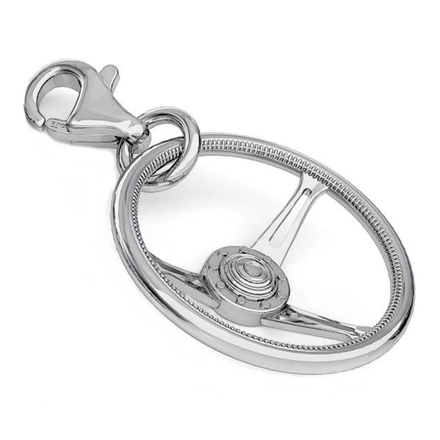 Goldene Hufeisen Charm-Einhänger Lenkrad Karabiner Charm 925 Sterling-Silber Anhänger, für Kettenanhänger oder Armbänder
