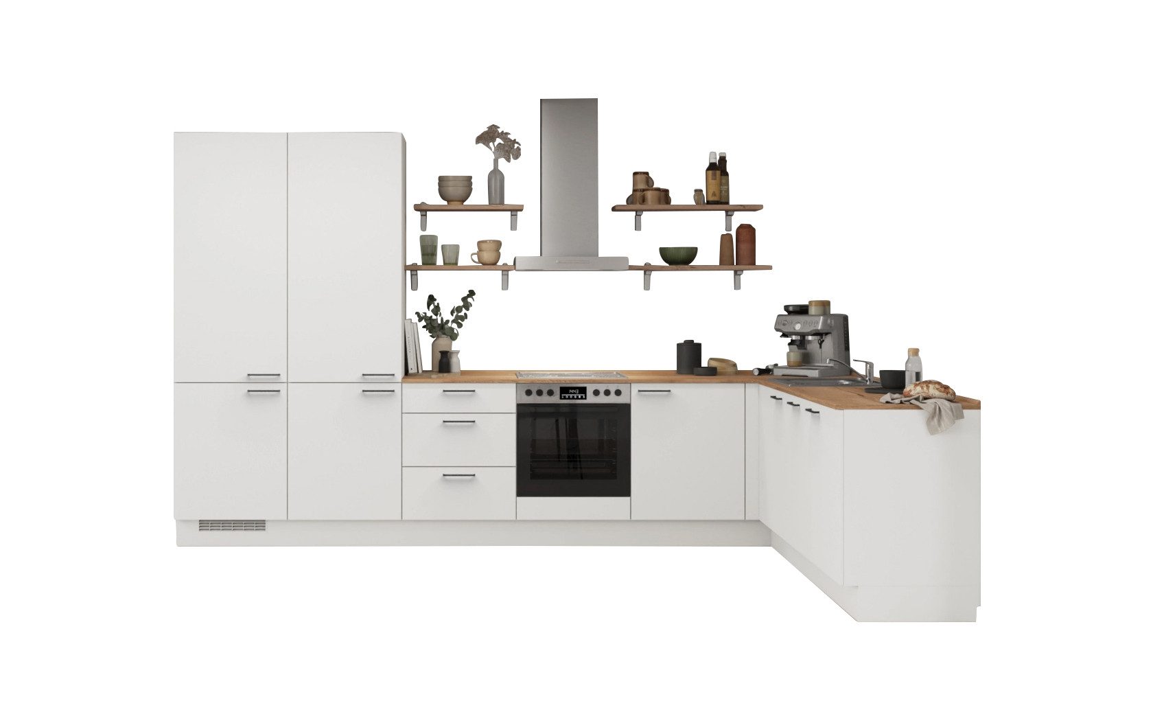 nobilia® Winkelküche Fjord, individuell anpassbar, gratis Küchenplanung mit Profis, (Breite 613.2 cm), vormontiert, wahlw. mit E-Geräten, inkl. Lieferung