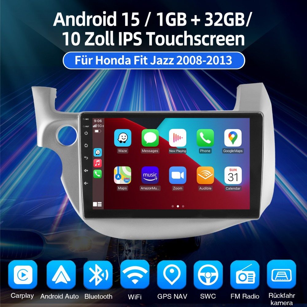 ESSGOO Für Honda FIT JAZZ 2008-2013 Android 15 CARPLAY Autoradio Autoradio (Digitalradio (DAB), RDS, FM, AM)