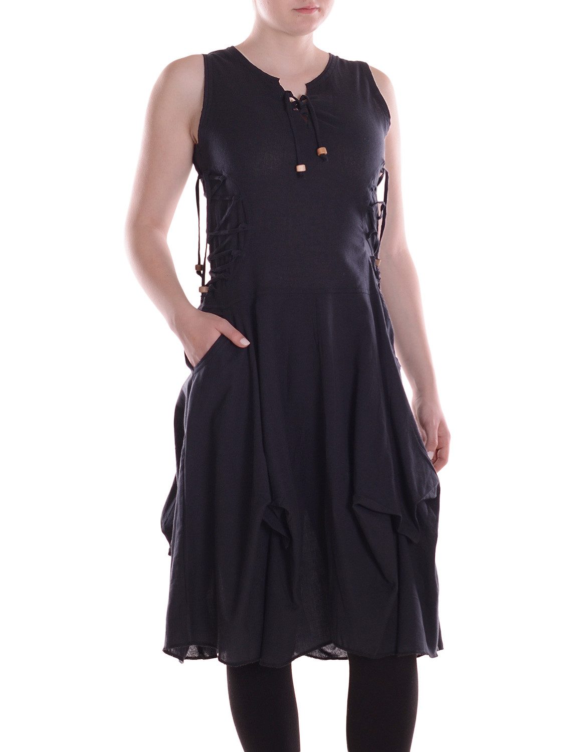 Vishes Midikleid Knielanges Kleid Baumwolle Casual günstig online kaufen