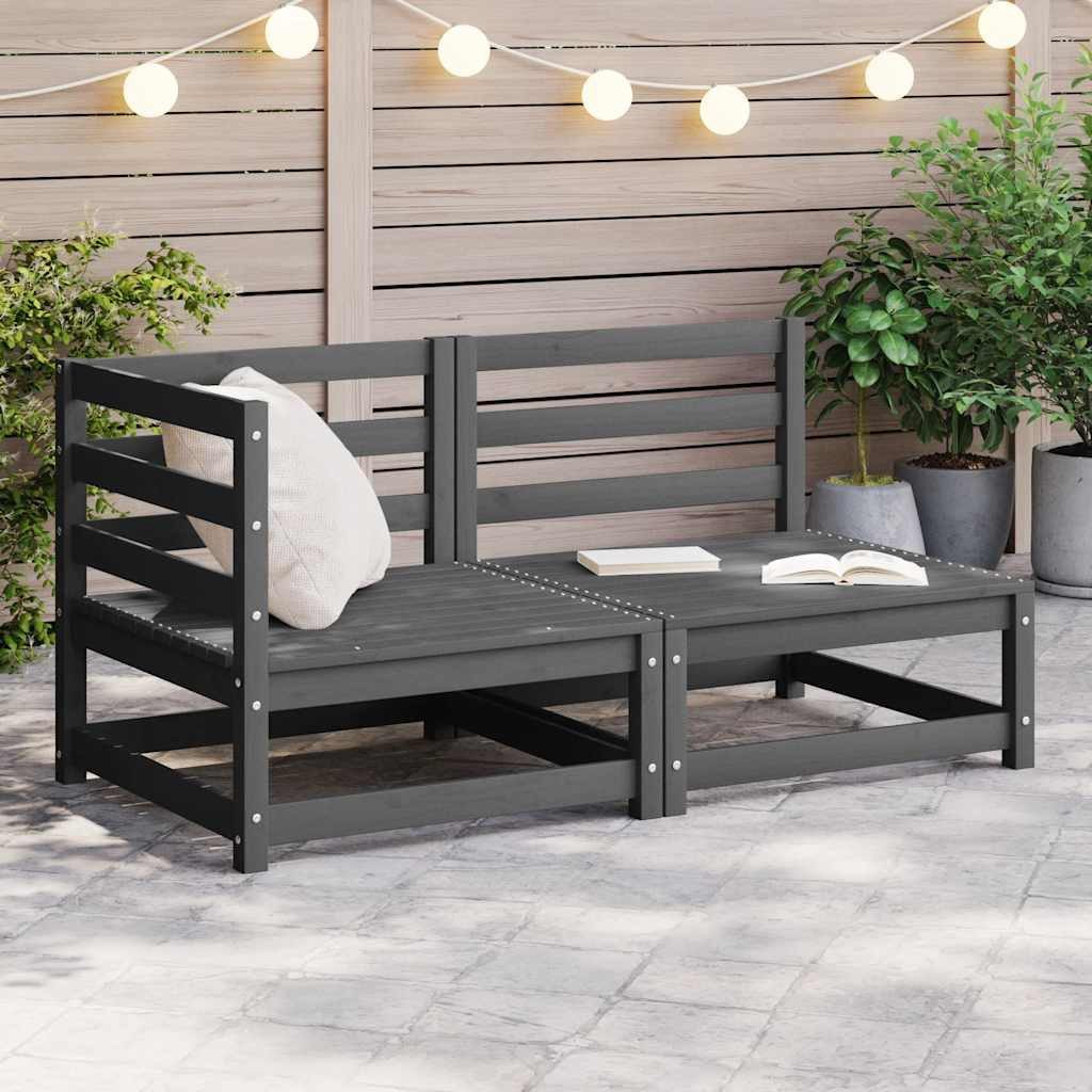 vidaXL Sofaelement 2-tlg. Garten-Lounge-Set Grau Kiefer Massivholz (1 St)