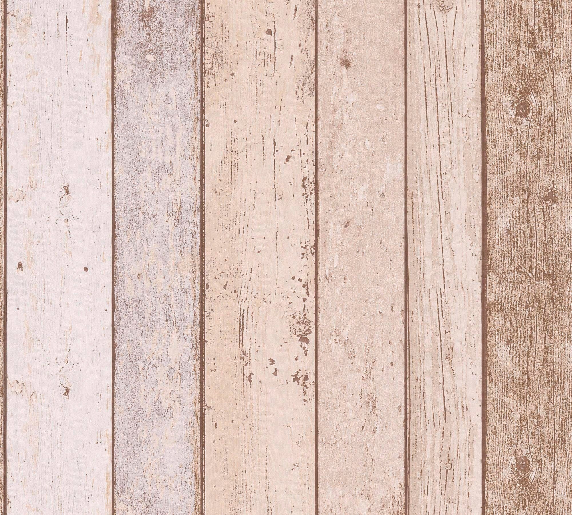 Il Streifen blau/beige Création Holzoptik Decoro, A.S. Papiertapete Tapete living Holz, walls