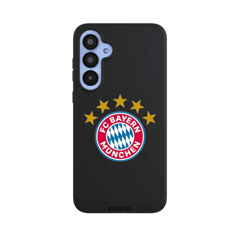 NIVOCASE Handyhülle FC Bayern München FCB Sterne FCB Logo mit Sterne - ohne Hintergrund, Samsung Galaxy A55 5G Handyhülle Hülle NIVOpure Case Schwarz
