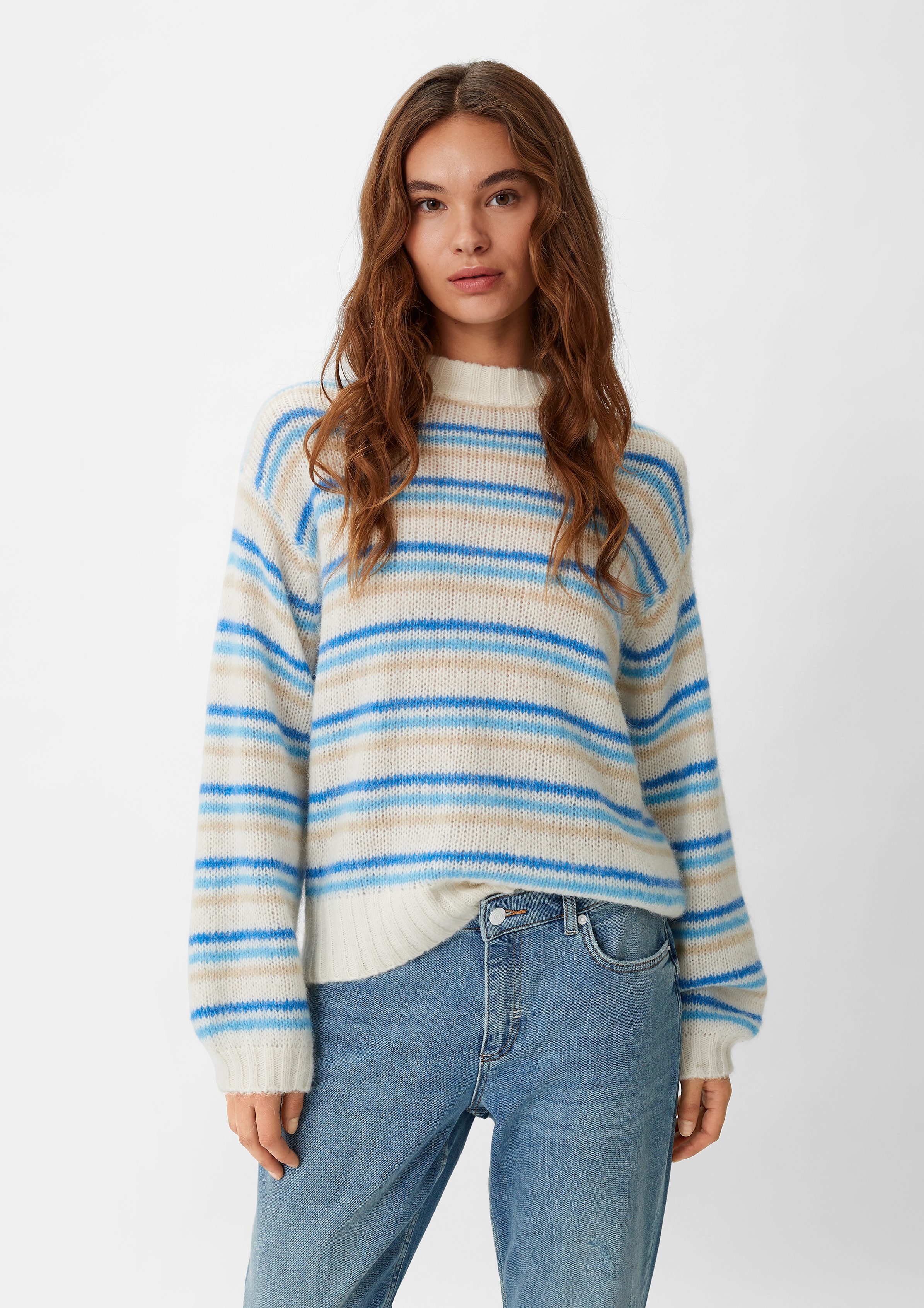 Langarmshirt Gestreifter Strickpullover aus Alpakamix