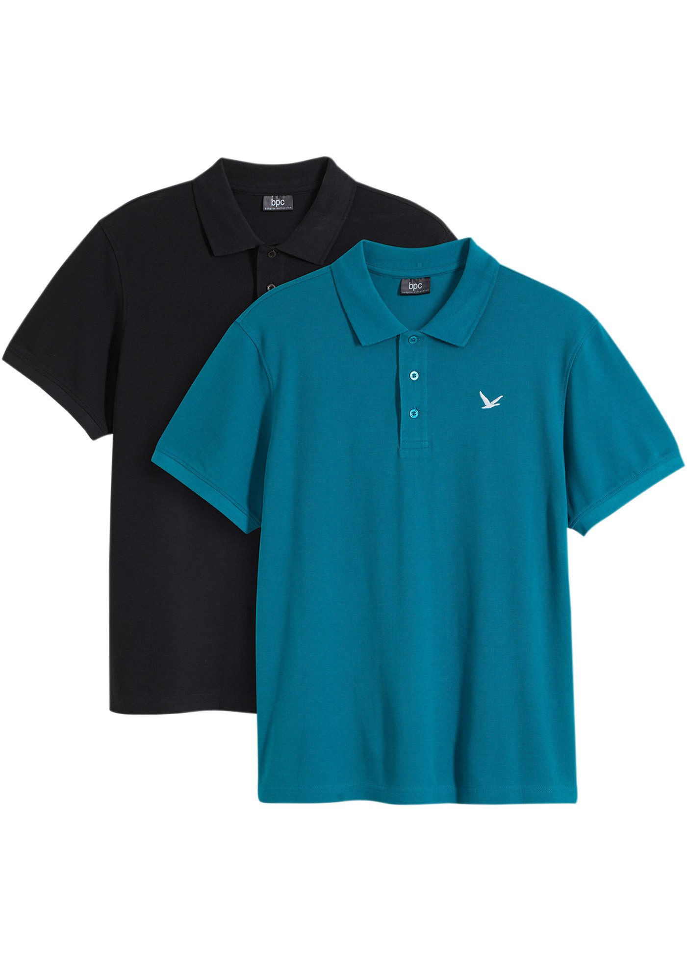 bonprix Poloshirt (Packung, 2-tlg., 2) Poloshirt (2er Pack) aus reiner Baumwolle