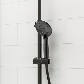 duschspa Duschsystem mit Thermostat Duscharmatur Regendusche Duschset Dusch Handbrause, 2 Strahlart(en), Matt-schwarz Brausegarnitur, mit 3 Strahlarten