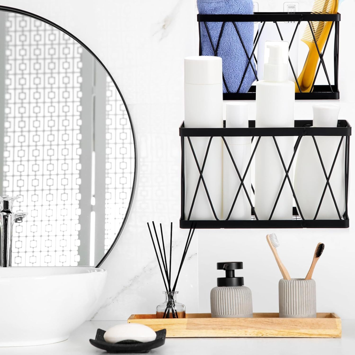Refined Living Küchenorganizer-Set 3/6er-Set Klebe-Wandregale für Schranktüren,Hängender Organizer, (Schranktür Organizer,Türkorb Küche, Klebe Organizer, Türreg – Bild 5 von 5